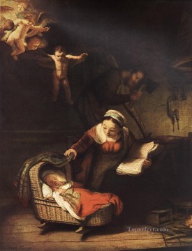  Sagrada Pintura Art%C3%ADstica - La Sagrada Familia con Ángeles Rembrandt